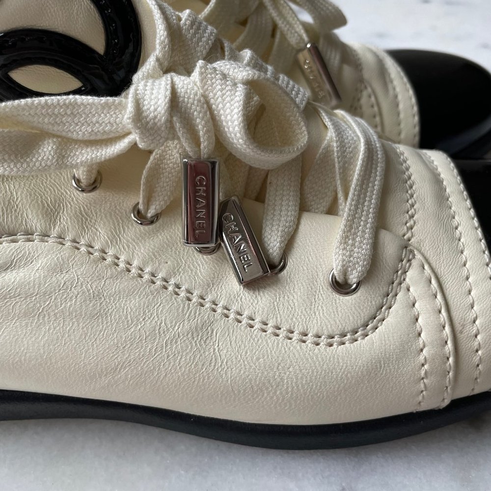 Chanel Leather Lace Up Sneakers - Picture 11 of 15